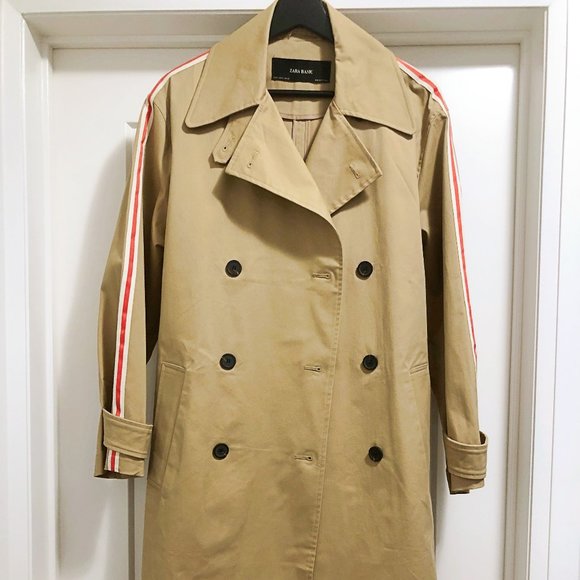 Zara Basic - Trench Coat with Side Stripes - Carmel (Size M) - Picture 1 of 7